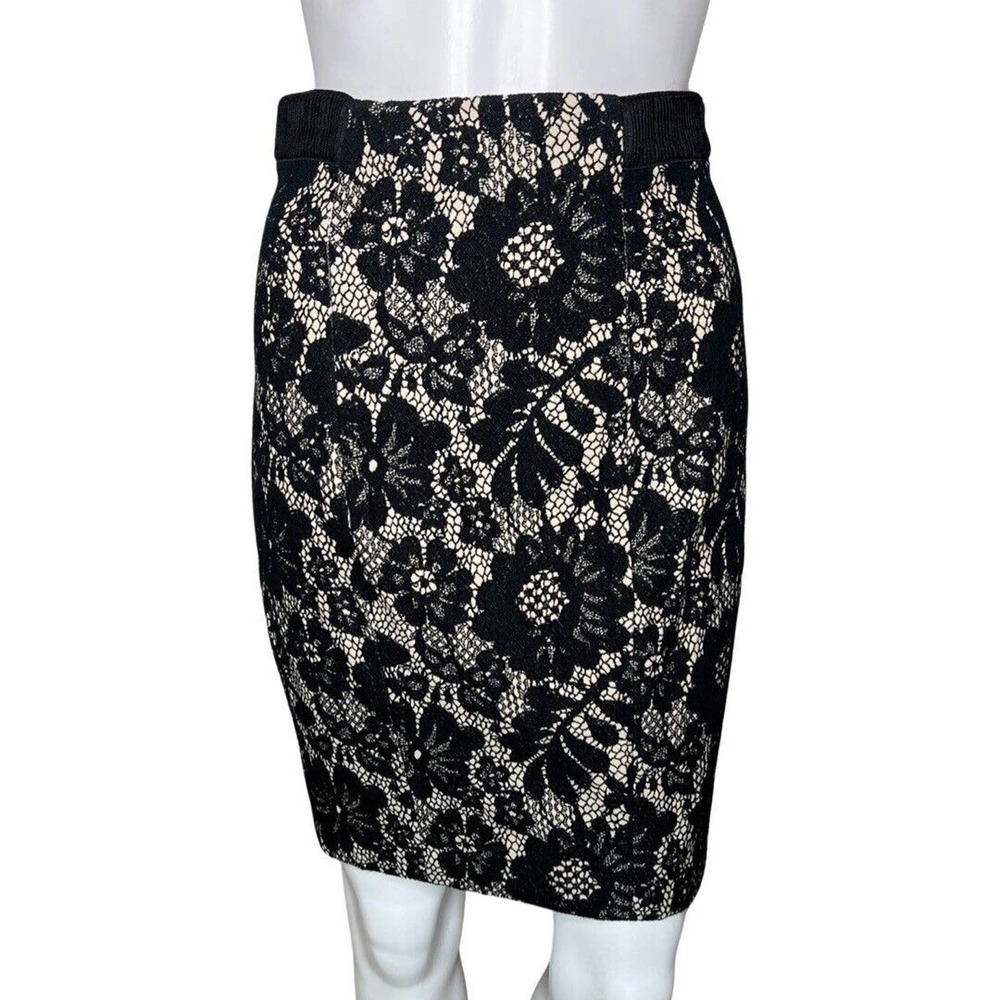 Plenty by Tracy Reese Skirt Womens 0 Platinum Black Lace Pencil‎ Straight Party